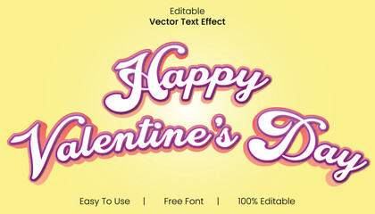 Happy valentine's day 3d text design font effect.