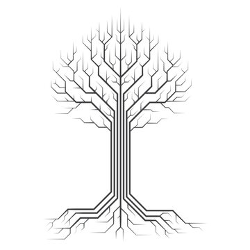 recommend clip art: Digital network tree technology. Tree lines isolate on white background. Business innovation technology cyber. Vector illustration.