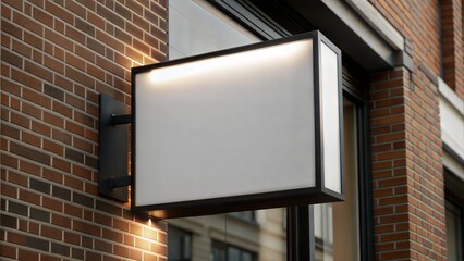 Blank white street billboard template.Modern minimalist mockup on the wall of a city building.Mockup under advertising design,signage for your business
