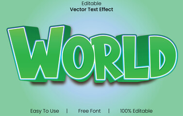World 3d text design font effect.