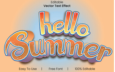 Hello, Summer 3d text design font effect.