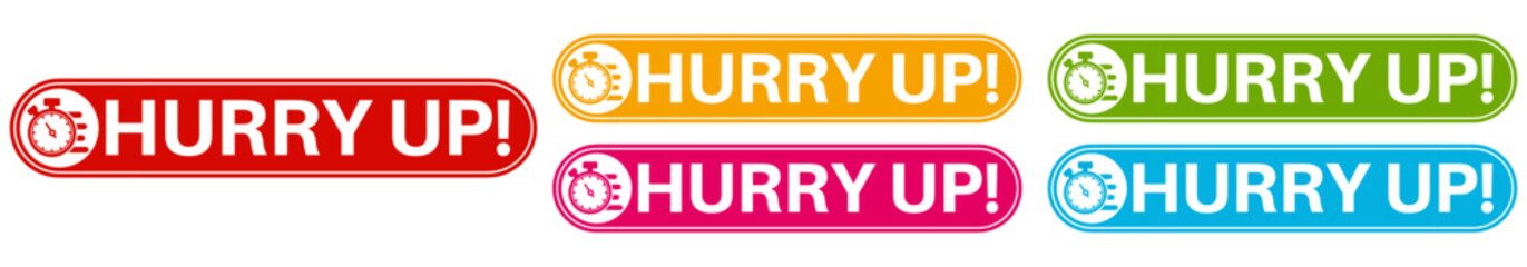 set colourful trendy hurry up icon. quick Sign label design template vector illustration