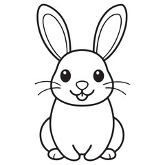 Adobe IllustratCute kawaii bunny and baby cartoon character coloring page vector illustration. Pet animal, mothers day colouring page for kidsor Artwork.