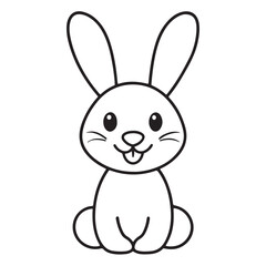 Adobe IllustratCute kawaii bunny and baby cartoon character coloring page vector illustration. Pet animal, mothers day colouring page for kidsor Artwork.
