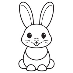 Adobe IllustratCute kawaii bunny and baby cartoon character coloring page vector illustration. Pet animal, mothers day colouring page for kidsor Artwork.