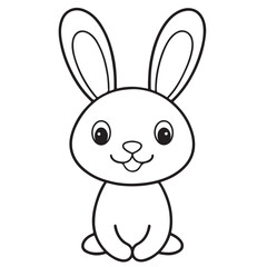 Adobe IllustratCute kawaii bunny and baby cartoon character coloring page vector illustration. Pet animal, mothers day colouring page for kidsor Artwork.