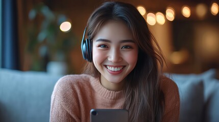 A girl and friends video calling