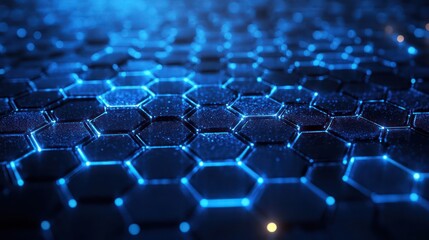 Fototapeta premium Flat glowing blue hexagonal line, technology background
