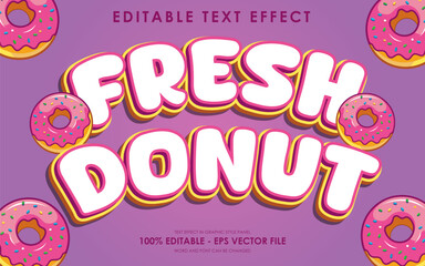 Editable Fresh Donuts Text Effect With Illustration of Donuts with Sprinkles