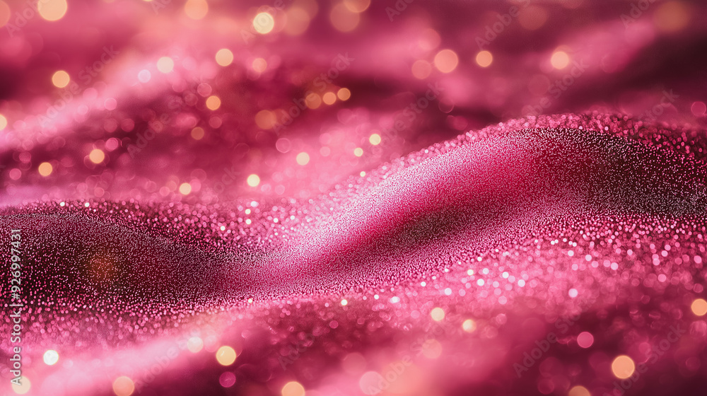 Poster abstract background featuring pink glitter texture, combining sparkling elements with a smooth, eleg