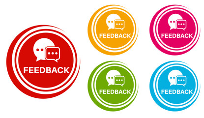 set feedback sign icon. customer service sticker social media label template design vector illustration