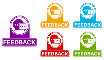 set feedback sign icon. customer service sticker social media label template design vector illustration
