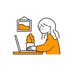 illustration of a woman working remotely