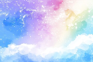 A vibrant watercolor background blending pastel hues of blue, pink, and purple, creating a dreamy and ethereal atmosphere.