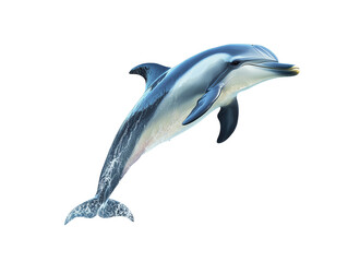 Fototapeta premium Cheerful dolphin jumping out of water on transparent background