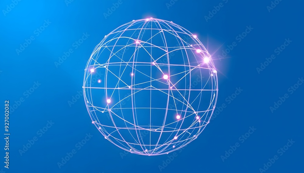 Poster a glowing fiery globe representing the earth, with a network of illuminated lines connecting differe