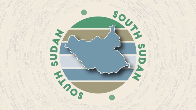 South Sudan logo intro featuring a badge with the circular name and map of the country. Superb South Sudan round logo animation.