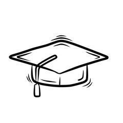 Graduation hat icon vector Education sign with handdrawn doodle cartoon style