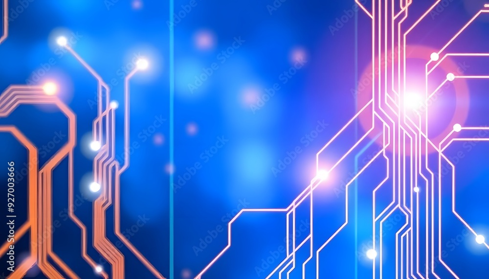 Poster abstract blue background with circuit board background