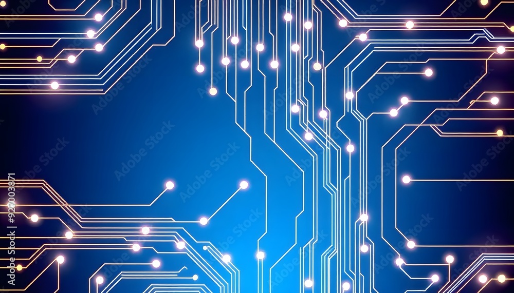 Poster abstract blue background with circuit board background