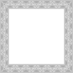 Vector square black contour border, frame, Pompeii. Rectangle Neopolitan ornament. Art of Ancient Rome. Template for stained glas