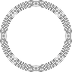 Vector black contour round Egyptian ornament. Circle, frame, ring of ancient Egypt.Pattern of lotus flowers and su