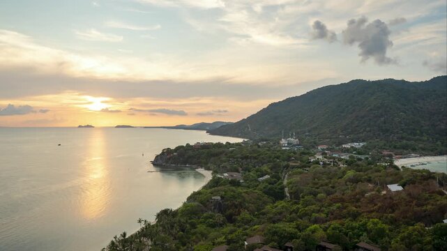 Epic sunset scene on Haad Rin, Koh Phangan island