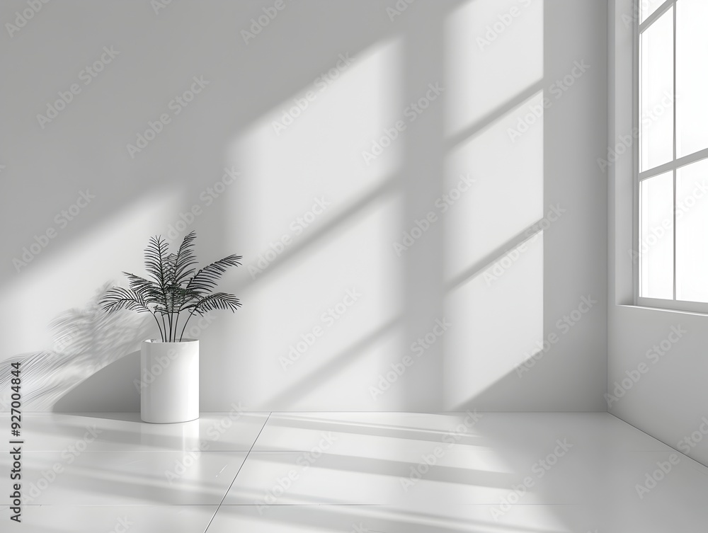 Poster minimalist white background with soft gradient for product presentation and clean copy space