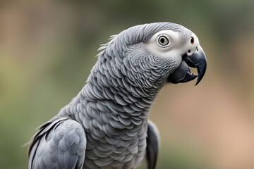 Obraz premium African grey bird blurry nature background, Ai Generated