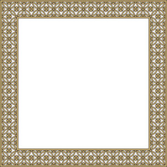 Vector golden with black Chinese rectangle, frame. Square ornaments of oriental peoples, korea, taiwan, china, hong kong, indonesi