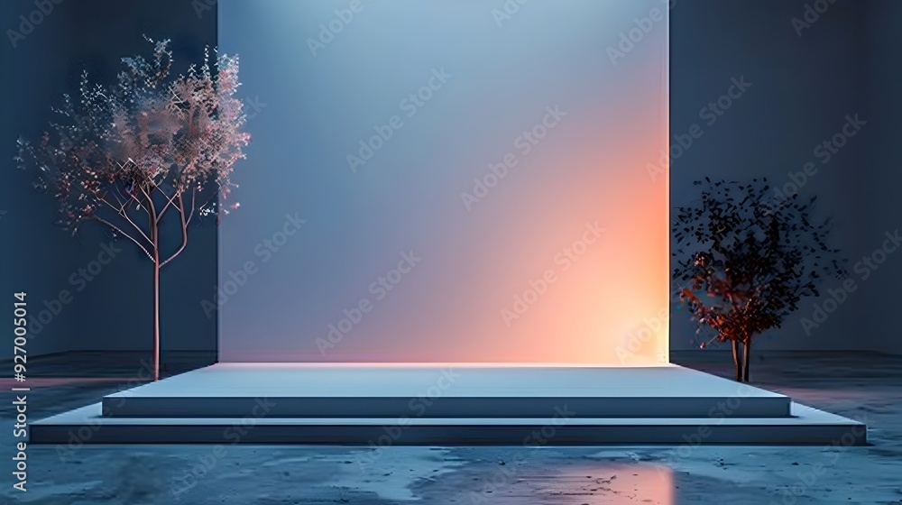Aufkleber Minimalist Studio Setup with Smooth Lighting for Ideal Product Showcases and Empty Backdrop Presentation Concept