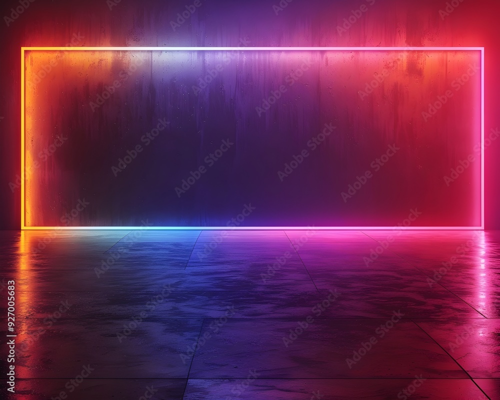 Poster vibrant neon backdrop with glowing lines for tech showcase or product concept display