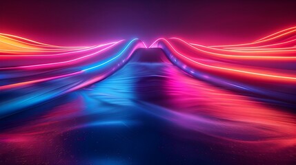 Futuristic Neon Backdrop with Dynamic Light Streaks Highlighting Innovation and Product Concept