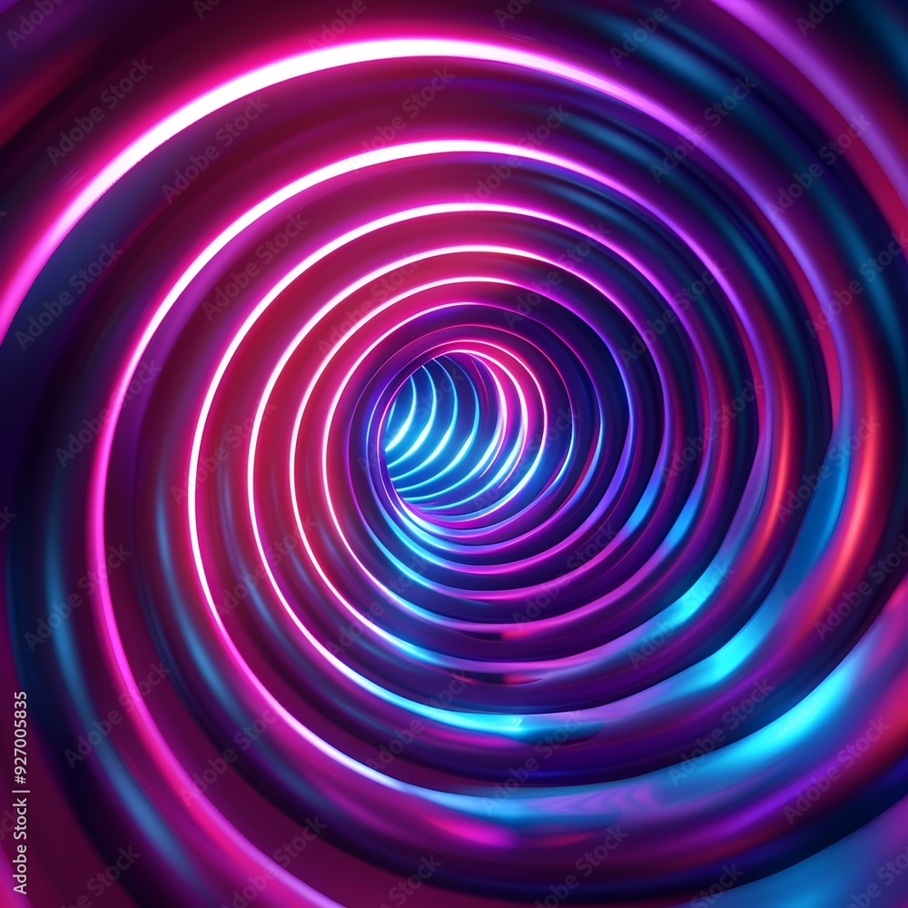Poster mesmerizing neon swirl futuristic glowing light tunnel background for product display