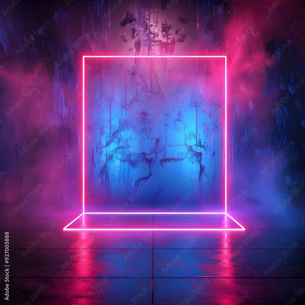 Aufkleber futuristic neon backdrop with glowing geometric shapes for product display and concept visualization