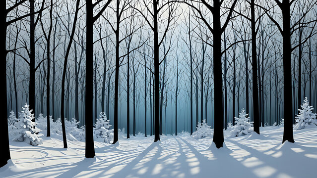 Abstraktion Naive Winterlandschaft 16x9. Hintergrund f&uuml;r das Design 3.