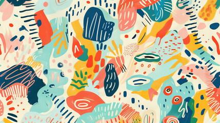 Fototapeta premium Abstract Colorful Doodle Pattern on Light Background