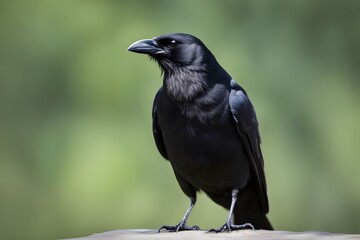American crow bird blurry nature background, Ai Generated