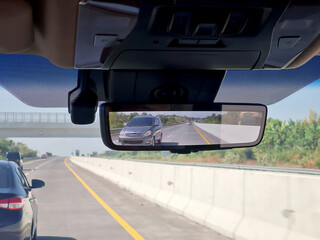 car rearview mirror view, rearview mirror with camera system, for a good view of the rear of the...