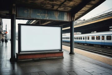 Blank Billboard at Train Station