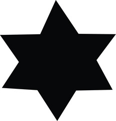 Star of David, a prominent Jewish symbol, depicted as a black six-pointed star. 