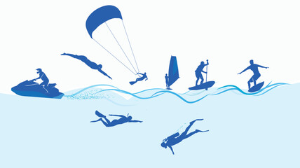 Great collection of variety of water sports in editable vector format best foy your graphic asset