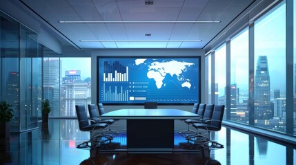 Naklejka premium Corporate Presentation with Cloud Storage Benefits in High-Tech Boardroom for Data Management