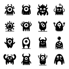 Fototapeta premium Collection of Cartoon Monsters Icons
