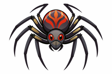 Cartoon Spider with Red and Black Pattern on Abdomen
