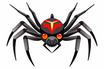 Cartoon Black Widow Spider with Red and Yellow Markings