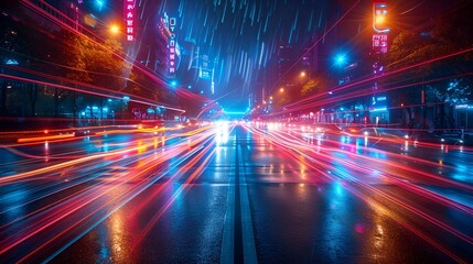 a road with lights and cars in the distance.