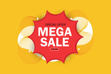 Special offer Mega sale banner template design for web or social media, Modern sale poster