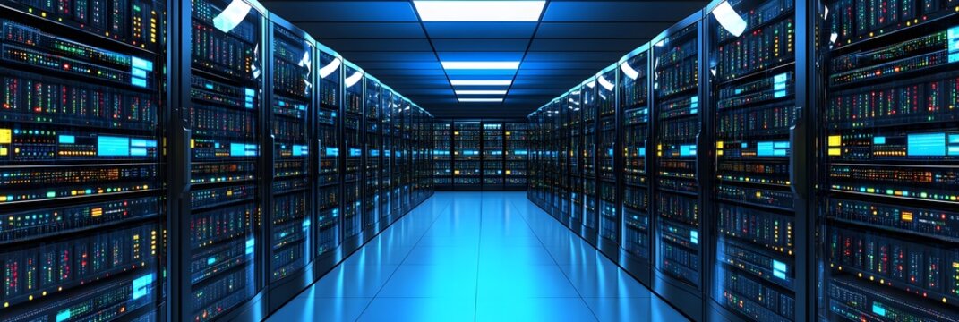 data center with infrastructure behind cloud computing and digital storage solutions.