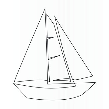 recommend clip art: Single line continuous drawing of sailboat or yacht one line drawing outline vector art illustration